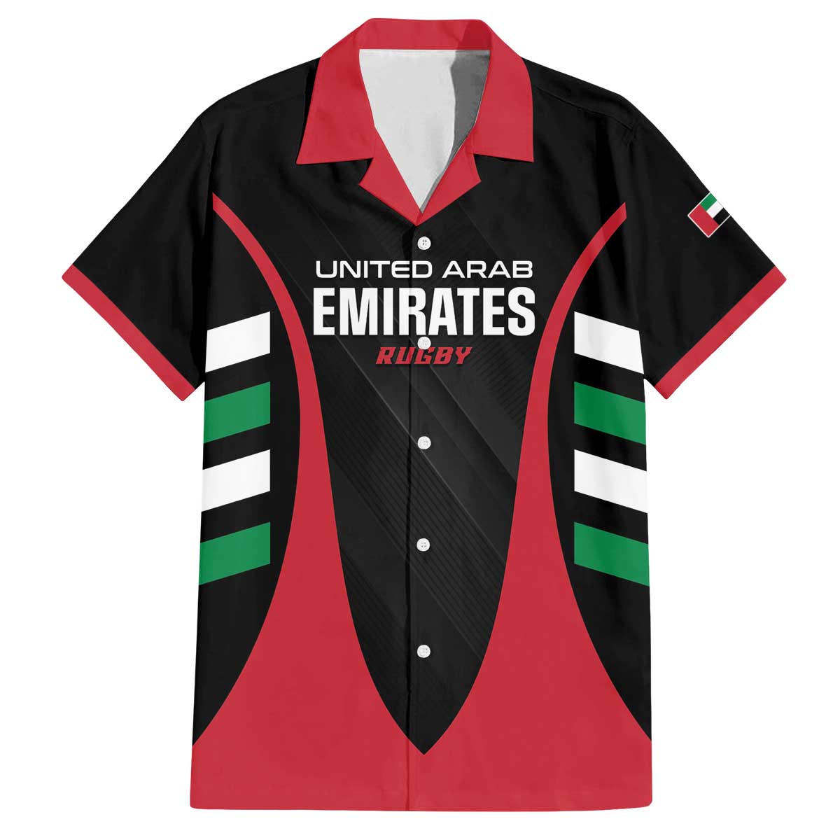Custom United Arab Emirates Rugby Family Matching Off The Shoulder Long Sleeve Dress and Hawaiian Shirt UAE Go Champions