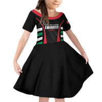 Custom United Arab Emirates Rugby Family Matching Off Shoulder Short Dress and Hawaiian Shirt UAE Go Champions