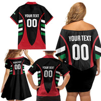 Custom United Arab Emirates Rugby Family Matching Off Shoulder Short Dress and Hawaiian Shirt UAE Go Champions
