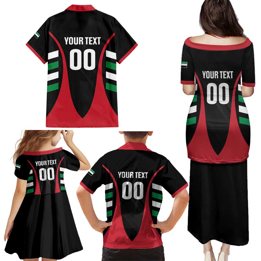 Custom United Arab Emirates Rugby Family Matching Puletasi and Hawaiian Shirt UAE Go Champions