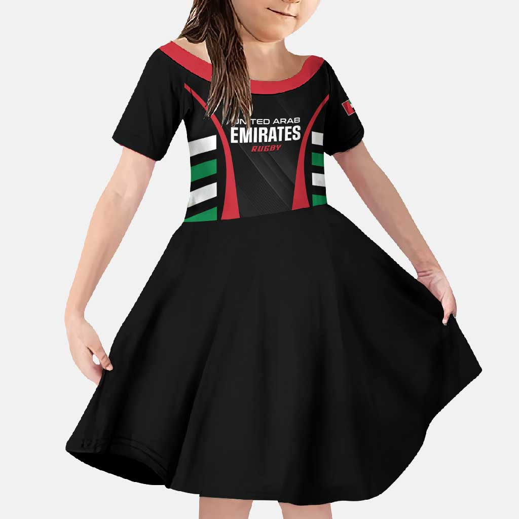 Custom United Arab Emirates Rugby Family Matching Short Sleeve Bodycon Dress and Hawaiian Shirt UAE Go Champions