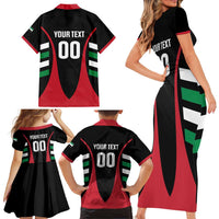 Custom United Arab Emirates Rugby Family Matching Short Sleeve Bodycon Dress and Hawaiian Shirt UAE Go Champions