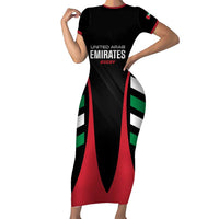 Custom United Arab Emirates Rugby Family Matching Short Sleeve Bodycon Dress and Hawaiian Shirt UAE Go Champions