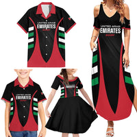 Custom United Arab Emirates Rugby Family Matching Summer Maxi Dress and Hawaiian Shirt UAE Go Champions