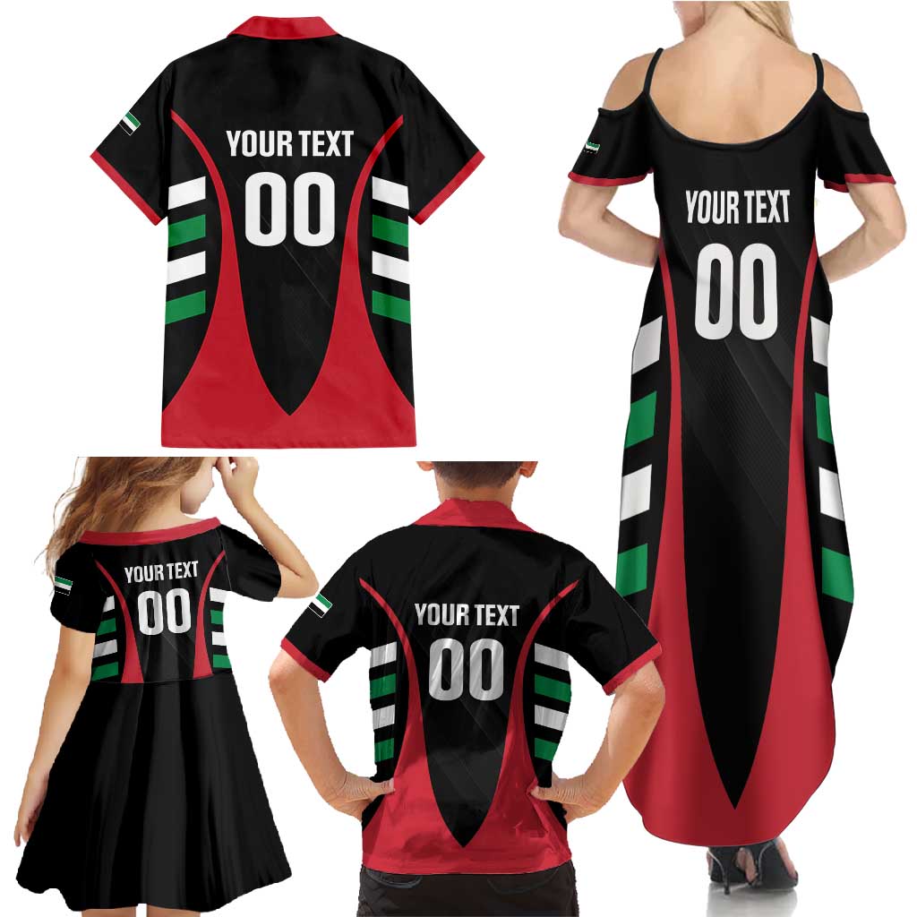 Custom United Arab Emirates Rugby Family Matching Summer Maxi Dress and Hawaiian Shirt UAE Go Champions