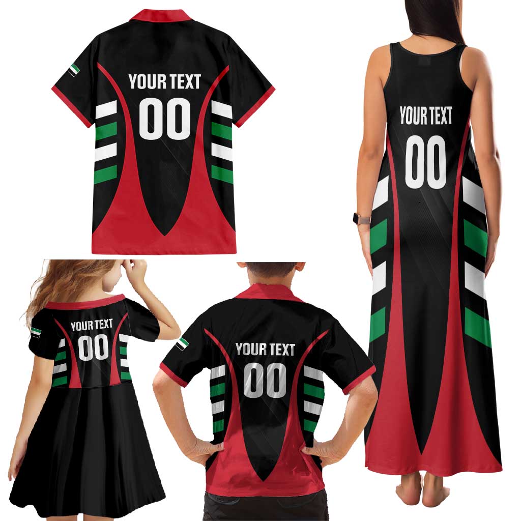 Custom United Arab Emirates Rugby Family Matching Tank Maxi Dress and Hawaiian Shirt UAE Go Champions