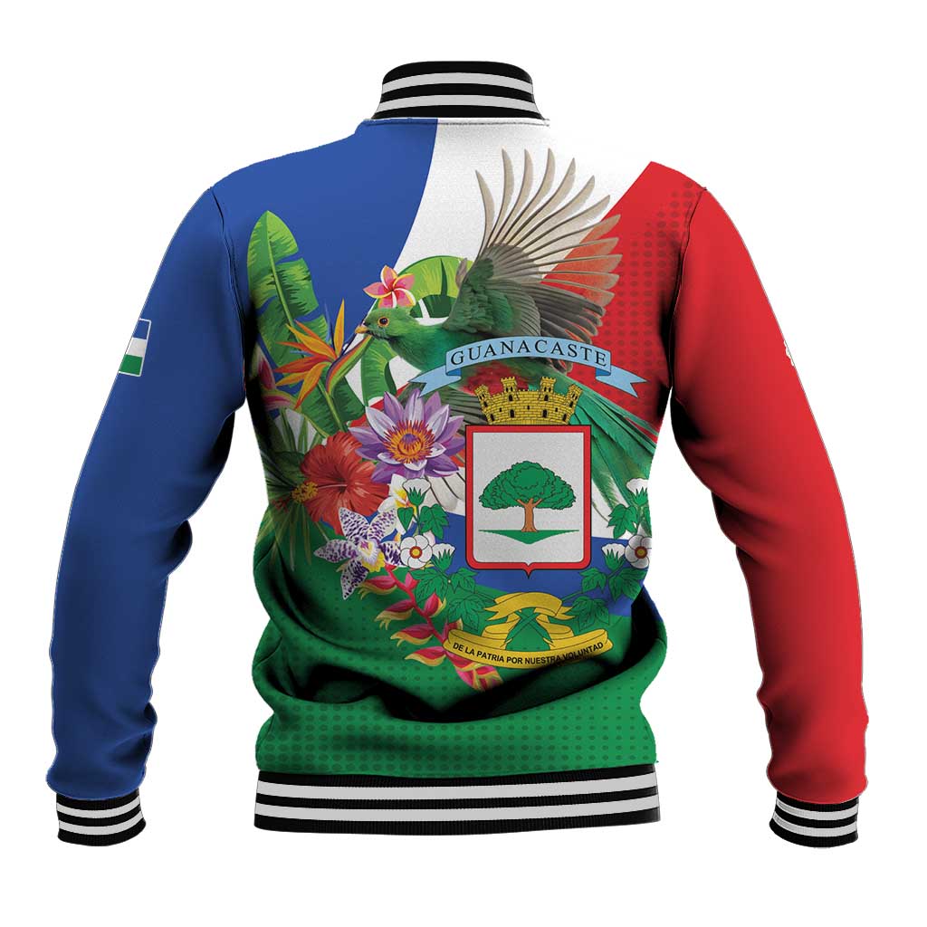 Costa Rica Guanacaste Day Baseball Jacket Resplendent Quetzal Tropical Flowers - Wonder Print Shop