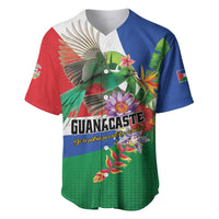 Costa Rica Guanacaste Day Baseball Jersey Resplendent Quetzal Tropical Flowers - Wonder Print Shop