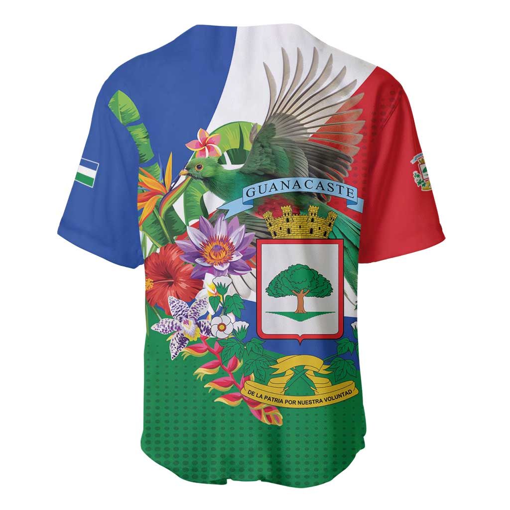 Costa Rica Guanacaste Day Baseball Jersey Resplendent Quetzal Tropical Flowers - Wonder Print Shop