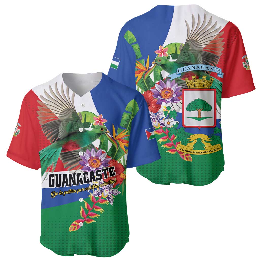 Costa Rica Guanacaste Day Baseball Jersey Resplendent Quetzal Tropical Flowers - Wonder Print Shop