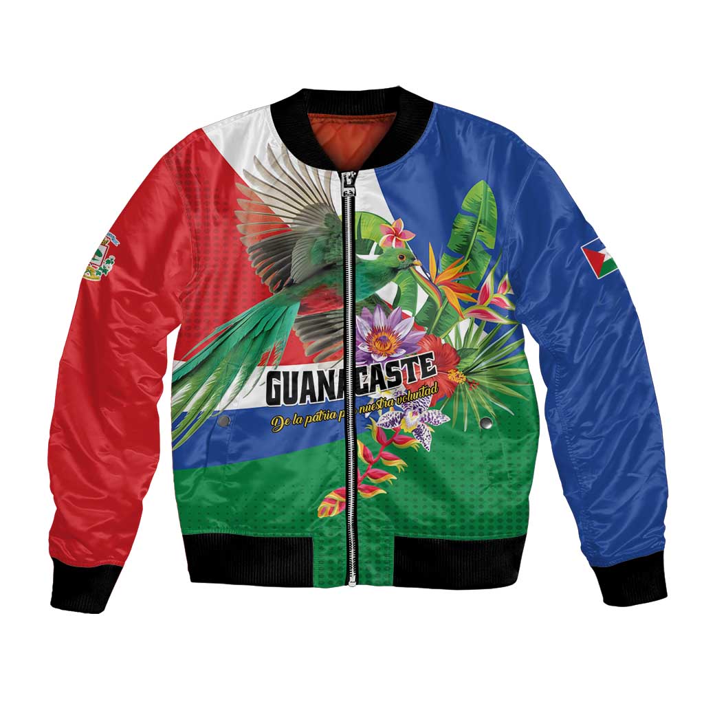 Costa Rica Guanacaste Day Bomber Jacket Resplendent Quetzal Tropical Flowers - Wonder Print Shop