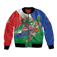 Costa Rica Guanacaste Day Bomber Jacket Resplendent Quetzal Tropical Flowers - Wonder Print Shop