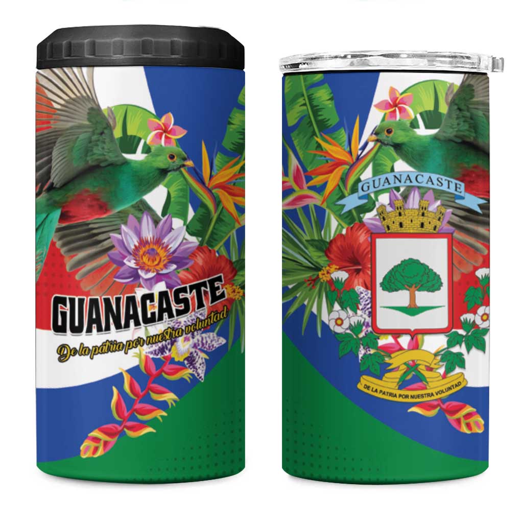 Costa Rica Guanacaste Day 4 in 1 Can Cooler Tumbler Resplendent Quetzal Tropical Flowers - Wonder Print Shop