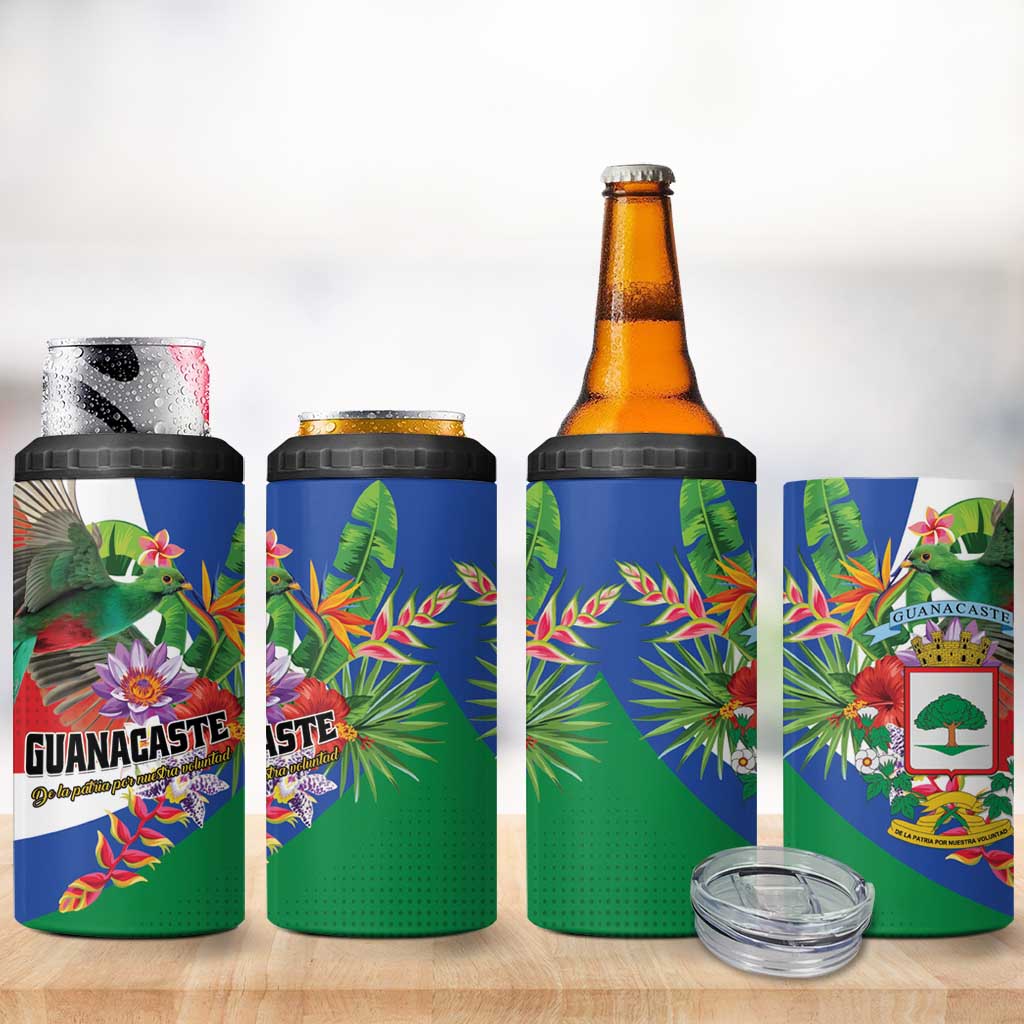 Costa Rica Guanacaste Day 4 in 1 Can Cooler Tumbler Resplendent Quetzal Tropical Flowers - Wonder Print Shop