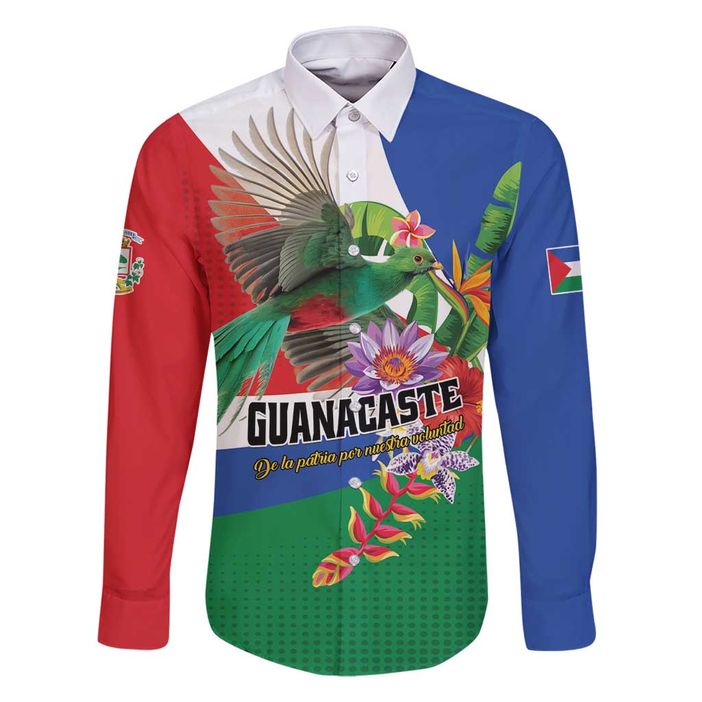 Costa Rica Guanacaste Day Family Matching Long Sleeve Bodycon Dress and Hawaiian Shirt Resplendent Quetzal Tropical Flowers - Wonder Print Shop
