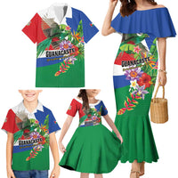Costa Rica Guanacaste Day Family Matching Mermaid Dress and Hawaiian Shirt Resplendent Quetzal Tropical Flowers - Wonder Print Shop