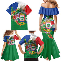 Costa Rica Guanacaste Day Family Matching Mermaid Dress and Hawaiian Shirt Resplendent Quetzal Tropical Flowers - Wonder Print Shop