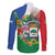 Costa Rica Guanacaste Day Family Matching Off The Shoulder Long Sleeve Dress and Hawaiian Shirt Resplendent Quetzal Tropical Flowers - Wonder Print Shop