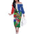 Costa Rica Guanacaste Day Family Matching Off The Shoulder Long Sleeve Dress and Hawaiian Shirt Resplendent Quetzal Tropical Flowers - Wonder Print Shop