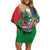 Costa Rica Guanacaste Day Family Matching Off Shoulder Short Dress and Hawaiian Shirt Resplendent Quetzal Tropical Flowers - Wonder Print Shop