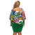 Costa Rica Guanacaste Day Family Matching Off Shoulder Short Dress and Hawaiian Shirt Resplendent Quetzal Tropical Flowers - Wonder Print Shop