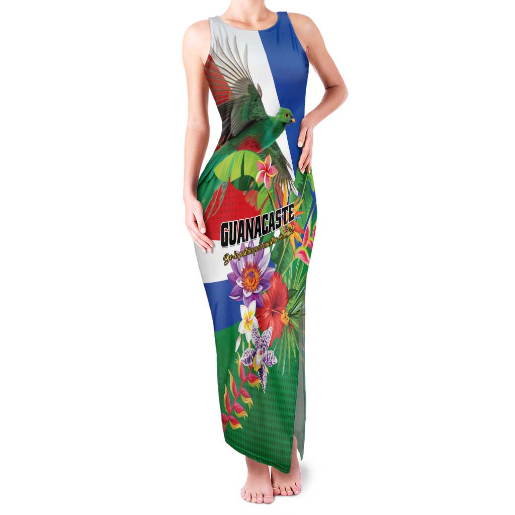 Costa Rica Guanacaste Day Family Matching Tank Maxi Dress and Hawaiian Shirt Resplendent Quetzal Tropical Flowers - Wonder Print Shop