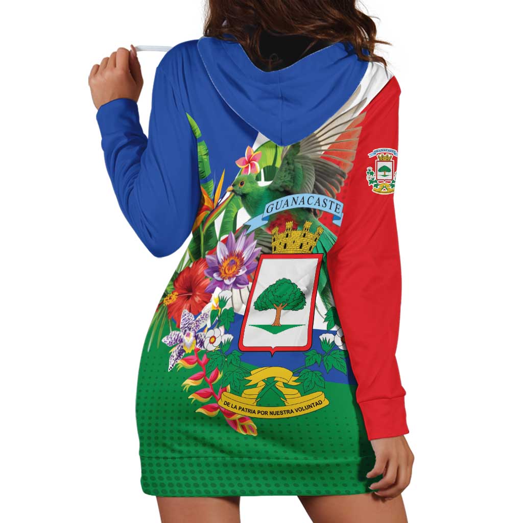 Costa Rica Guanacaste Day Hoodie Dress Resplendent Quetzal Tropical Flowers - Wonder Print Shop