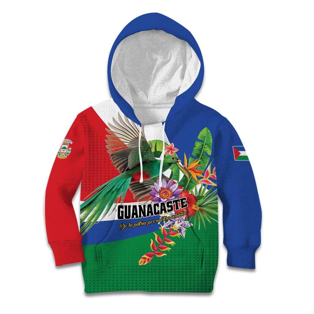 Costa Rica Guanacaste Day Kid Hoodie Resplendent Quetzal Tropical Flowers - Wonder Print Shop