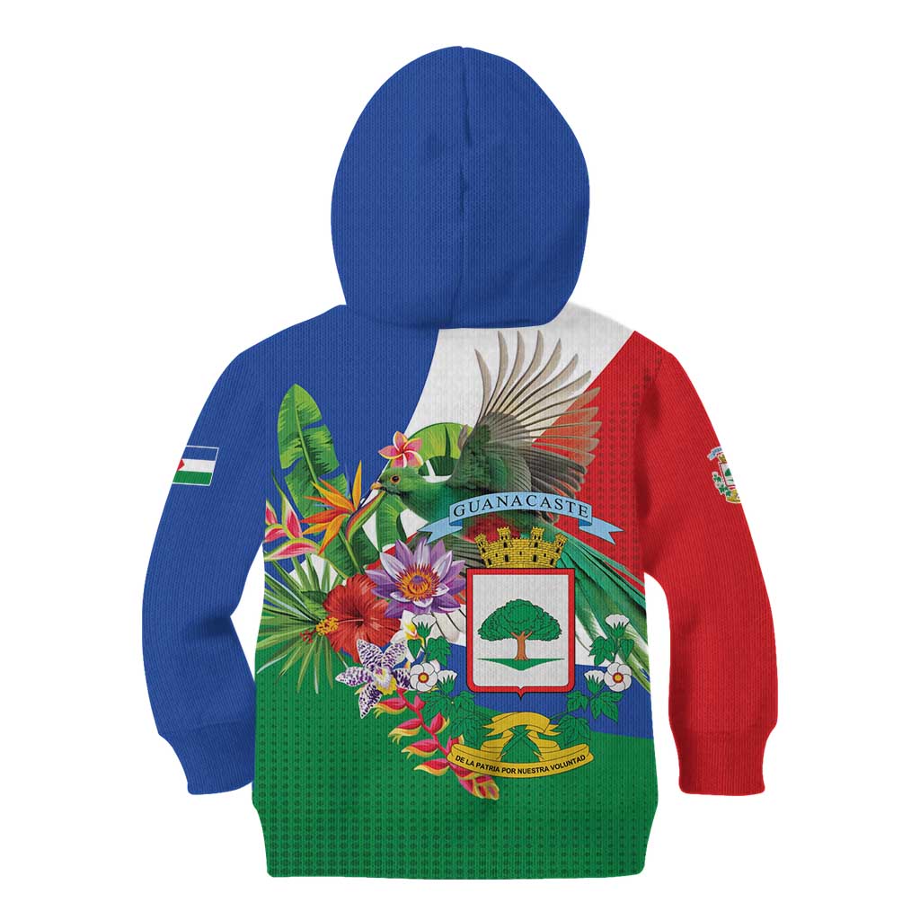Costa Rica Guanacaste Day Kid Hoodie Resplendent Quetzal Tropical Flowers - Wonder Print Shop