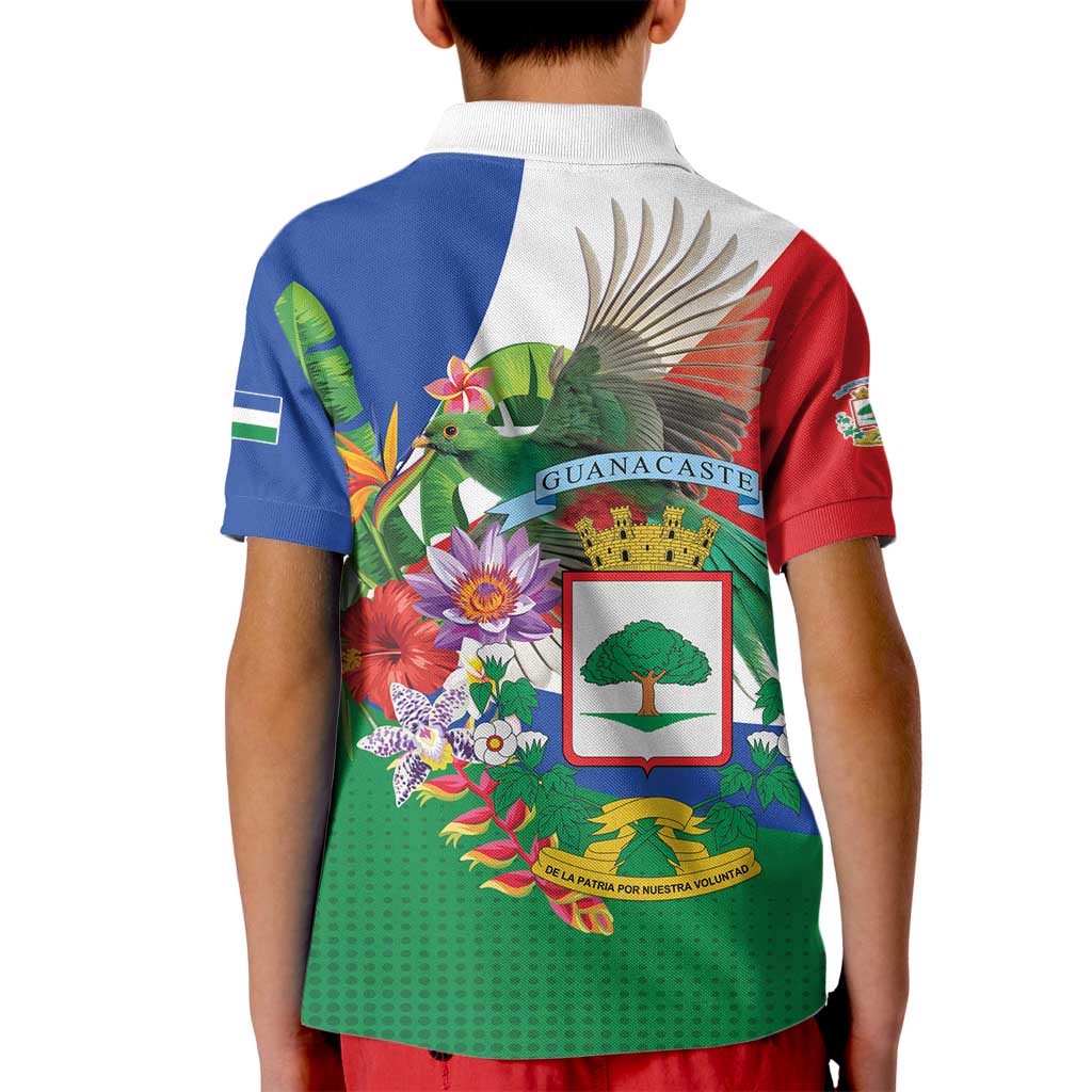 Costa Rica Guanacaste Day Kid Polo Shirt Resplendent Quetzal Tropical Flowers - Wonder Print Shop