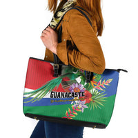 Costa Rica Guanacaste Day Leather Tote Bag Resplendent Quetzal Tropical Flowers - Wonder Print Shop