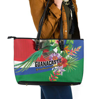 Costa Rica Guanacaste Day Leather Tote Bag Resplendent Quetzal Tropical Flowers - Wonder Print Shop