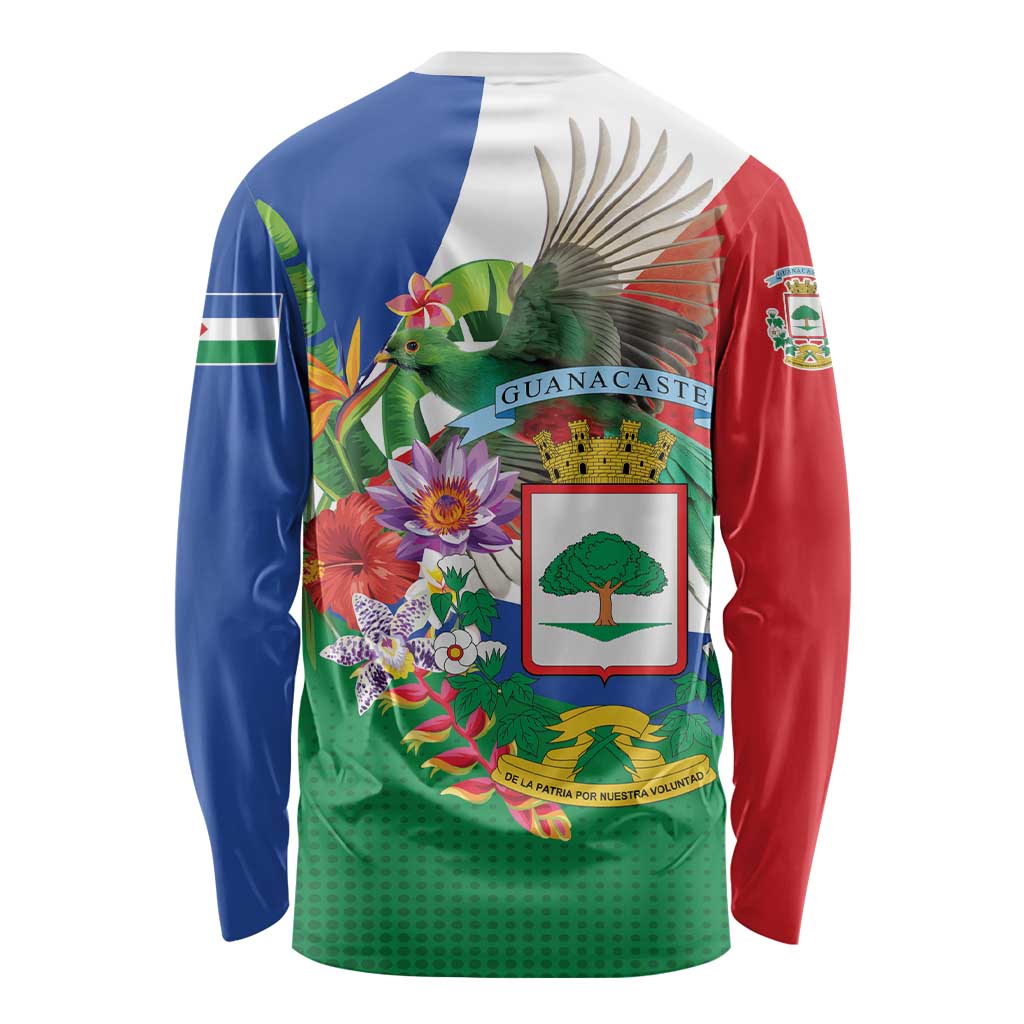 Costa Rica Guanacaste Day Long Sleeve Shirt Resplendent Quetzal Tropical Flowers - Wonder Print Shop