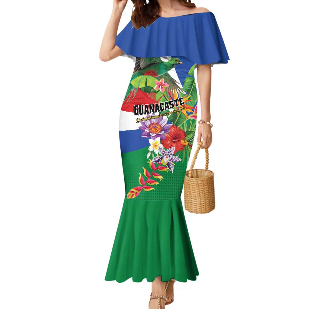 Costa Rica Guanacaste Day Mermaid Dress Resplendent Quetzal Tropical Flowers - Wonder Print Shop
