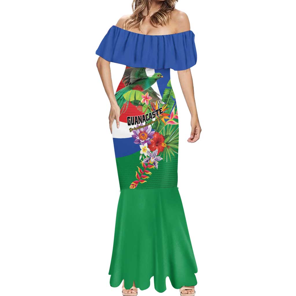 Costa Rica Guanacaste Day Mermaid Dress Resplendent Quetzal Tropical Flowers - Wonder Print Shop