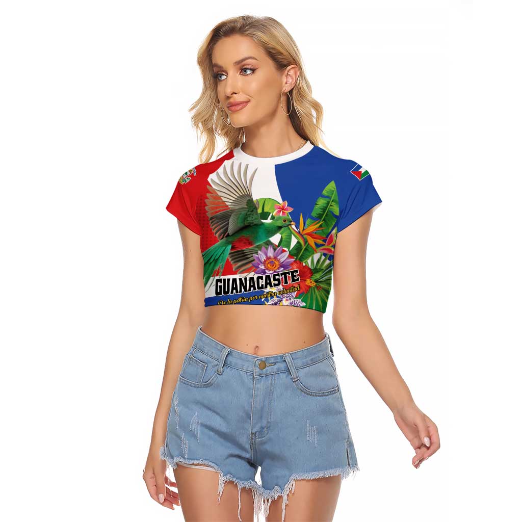 Costa Rica Guanacaste Day Raglan Cropped T Shirt Resplendent Quetzal Tropical Flowers - Wonder Print Shop