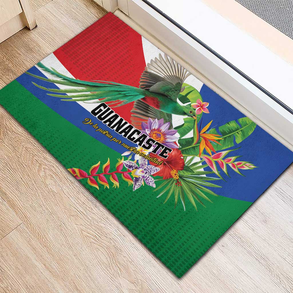 Costa Rica Guanacaste Day Rubber Doormat Resplendent Quetzal Tropical Flowers - Wonder Print Shop
