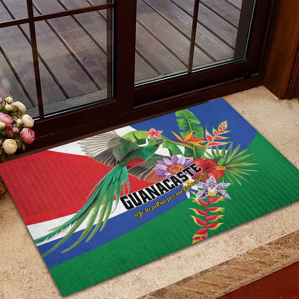 Costa Rica Guanacaste Day Rubber Doormat Resplendent Quetzal Tropical Flowers - Wonder Print Shop
