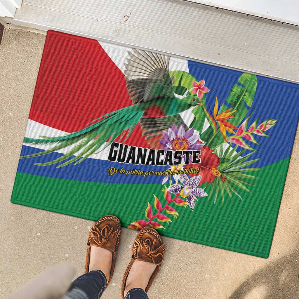 Costa Rica Guanacaste Day Rubber Doormat Resplendent Quetzal Tropical Flowers - Wonder Print Shop