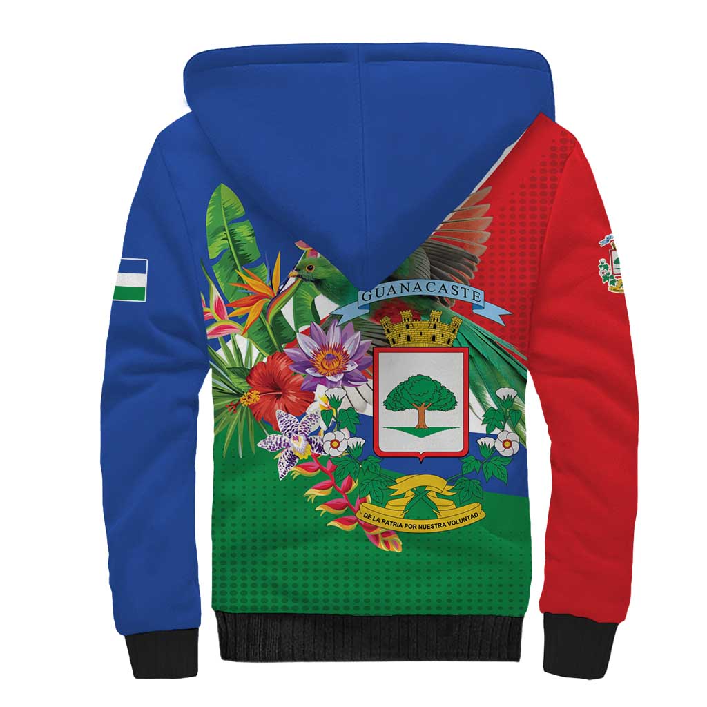 Costa Rica Guanacaste Day Sherpa Hoodie Resplendent Quetzal Tropical Flowers - Wonder Print Shop