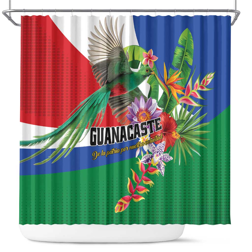 Costa Rica Guanacaste Day Shower Curtain Resplendent Quetzal Tropical Flowers - Wonder Print Shop