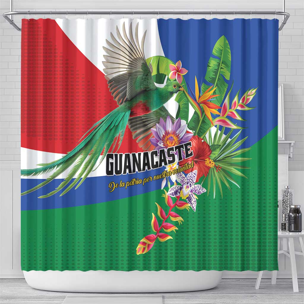 Costa Rica Guanacaste Day Shower Curtain Resplendent Quetzal Tropical Flowers - Wonder Print Shop