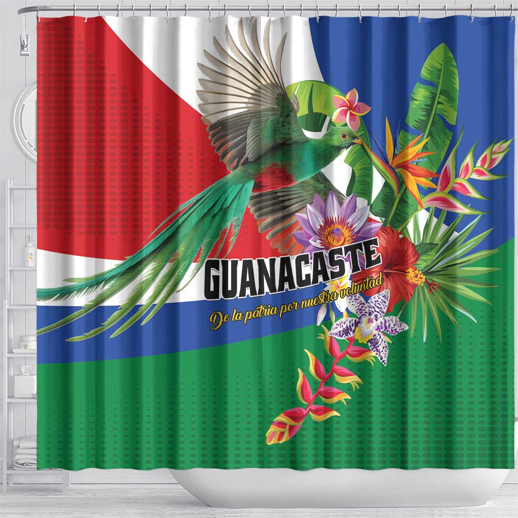Costa Rica Guanacaste Day Shower Curtain Resplendent Quetzal Tropical Flowers - Wonder Print Shop