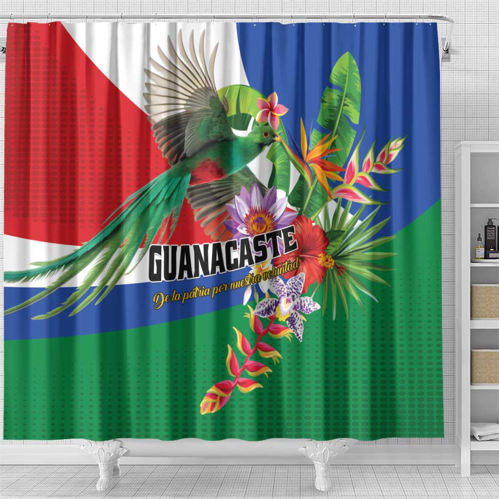 Costa Rica Guanacaste Day Shower Curtain Resplendent Quetzal Tropical Flowers - Wonder Print Shop