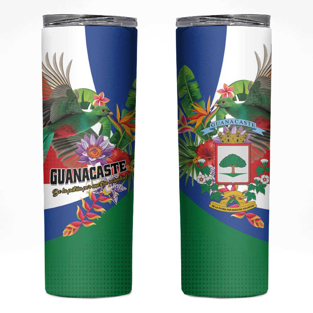 Costa Rica Guanacaste Day Skinny Tumbler Resplendent Quetzal Tropical Flowers - Wonder Print Shop
