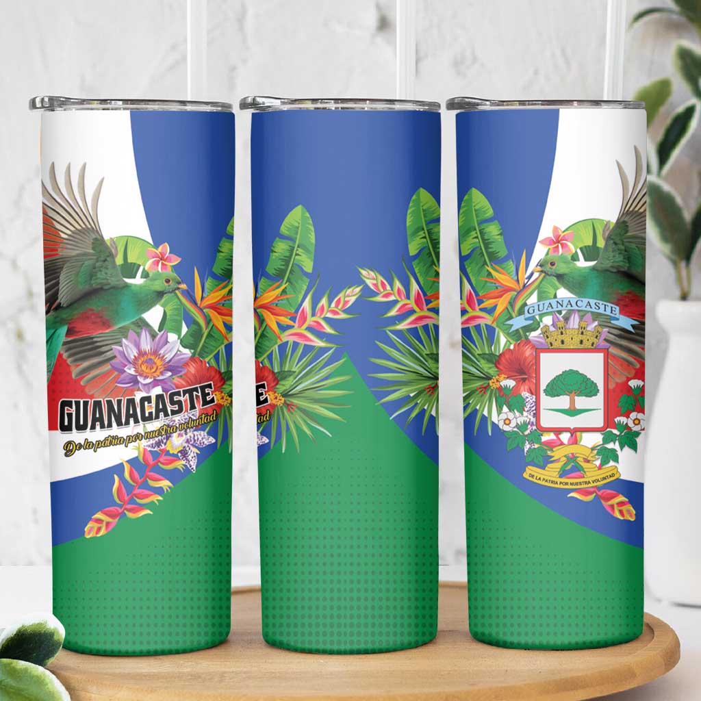 Costa Rica Guanacaste Day Skinny Tumbler Resplendent Quetzal Tropical Flowers - Wonder Print Shop