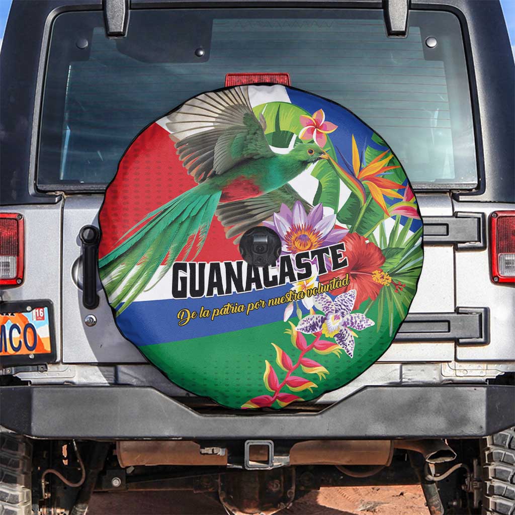 Costa Rica Guanacaste Day Spare Tire Cover Resplendent Quetzal Tropical Flowers - Wonder Print Shop