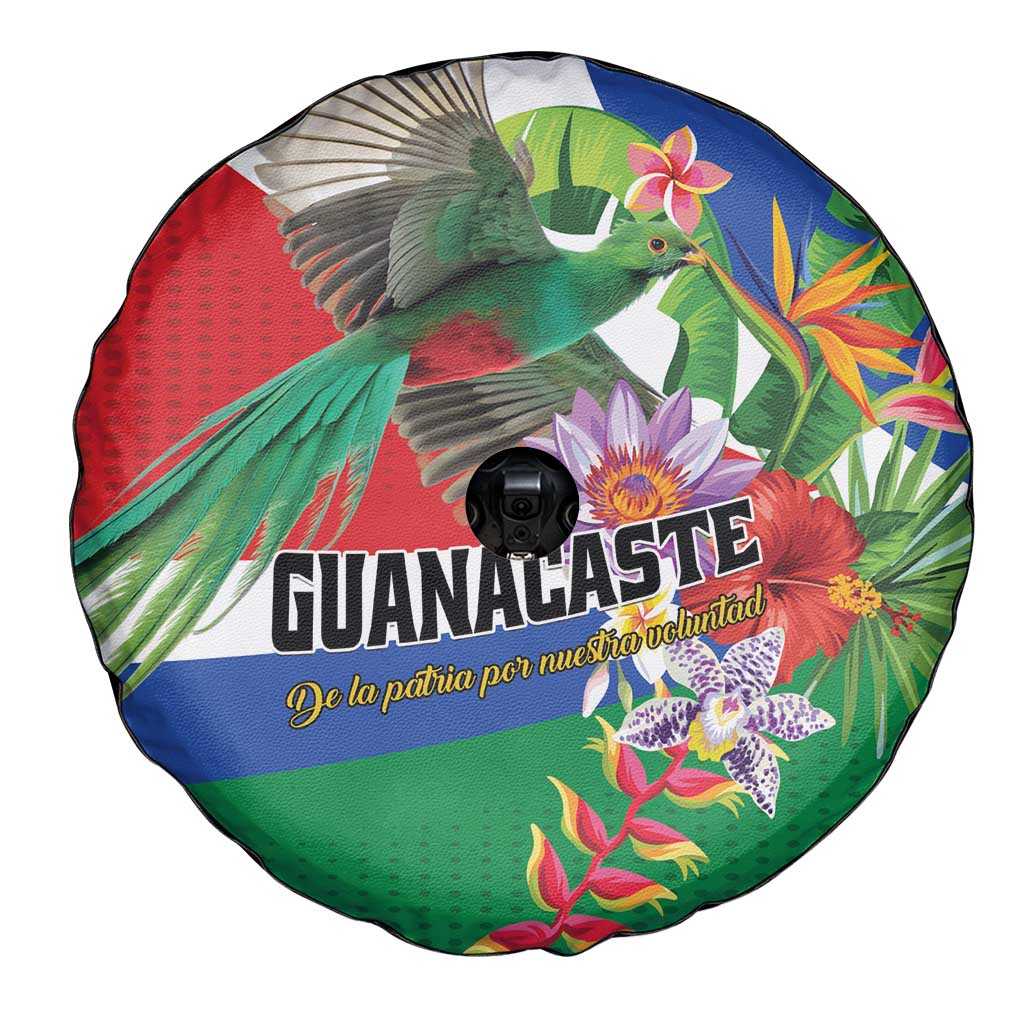 Costa Rica Guanacaste Day Spare Tire Cover Resplendent Quetzal Tropical Flowers - Wonder Print Shop