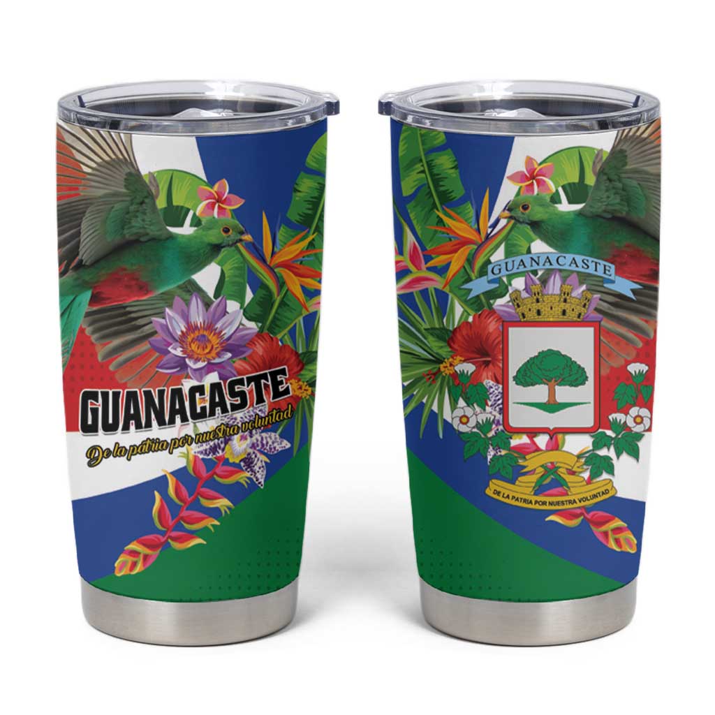Costa Rica Guanacaste Day Tumbler Cup Resplendent Quetzal Tropical Flowers - Wonder Print Shop