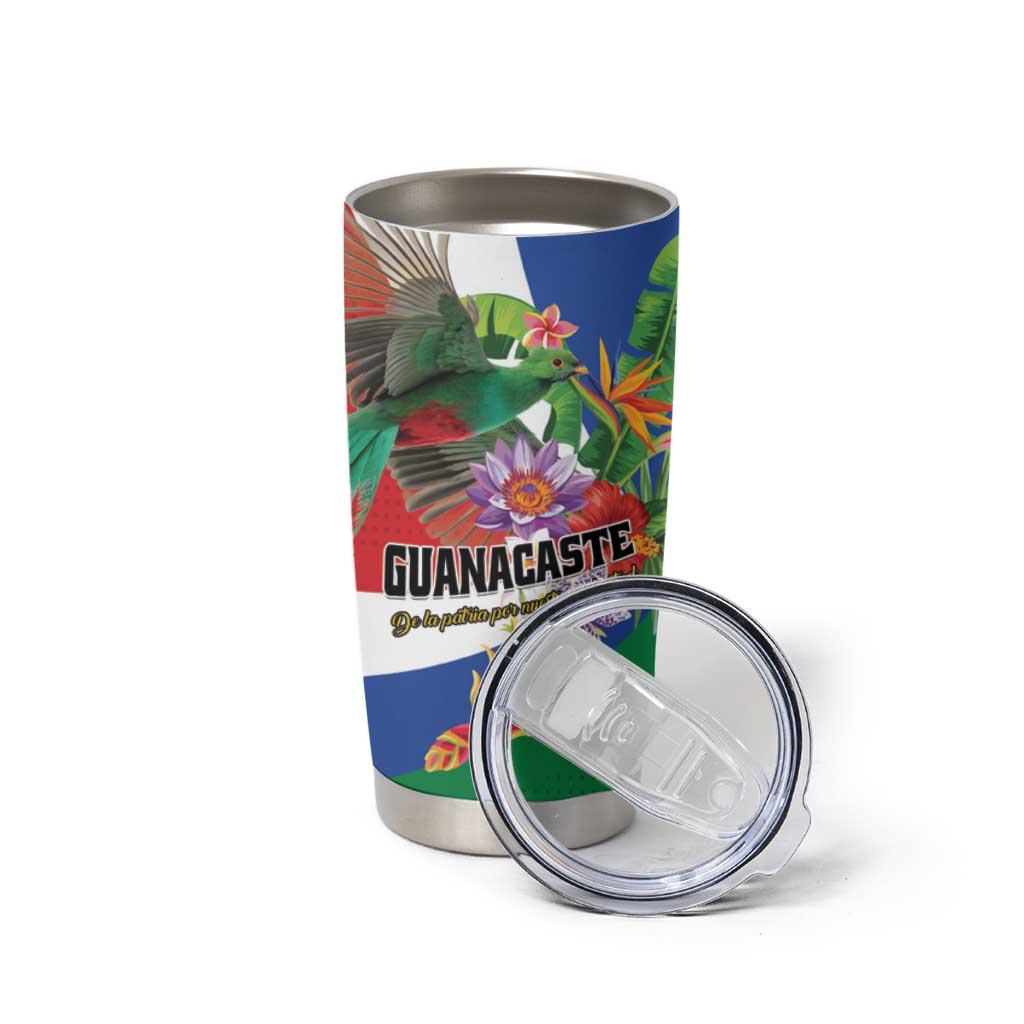 Costa Rica Guanacaste Day Tumbler Cup Resplendent Quetzal Tropical Flowers - Wonder Print Shop